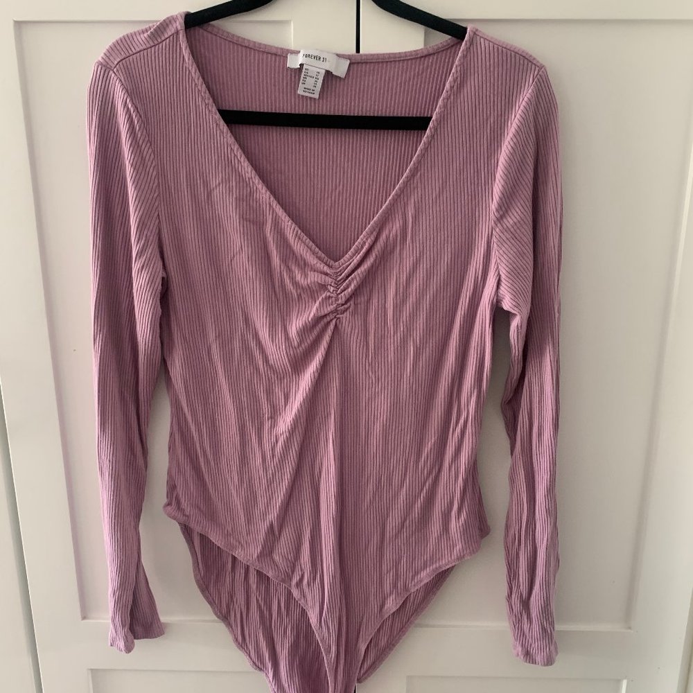 Forever 21 Mauve Ribbed Bodysuit